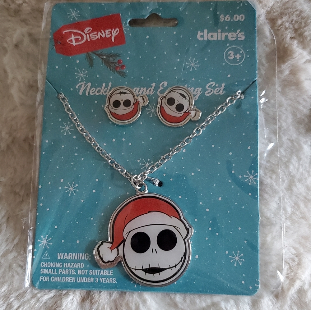 CLAIRES SANTA JACK NECKLACE/EARRING SET nightmare before christmas